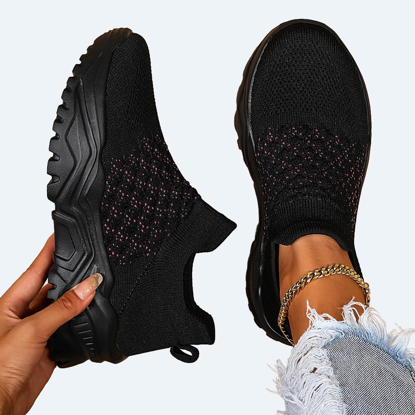 Ortho Slip1.0-Black Pink Polka Dots